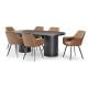 Ripple 2100 Dining Table - Black + 6 Brown Vincent Chairs