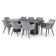Ripple 2400 Dining Table - Black + 8 Grey Amber Chairs