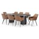 Ripple 2400 Dining Table - Black + 8 Brown Vincent Chairs