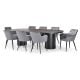 Ripple 2700 Dining Table - Black + 8 Grey Amber Chairs