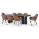 Ripple 2700 Dining Table - Black + 8 Brown Vincent Chairs