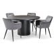 Ripple 1400 Dining Table - Black + 4 Grey Amber Chairs