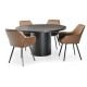 Ripple 1400 Dining Table - Black + 4 Brown Vincent Chairs