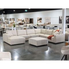 Solano 6 Seater Corner Lounge With LAF Chaise - Cobblestone Fabric