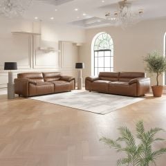 Aspen 3 + 2 Seater Sofa Suite - Vintage Chocolate Leather