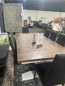 Clearance - Paris 2400 Trestle Dining Table + 8 Miami Dining Chairs