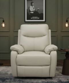 Cairo Electric Recliner Armchair - Light Grey Leather