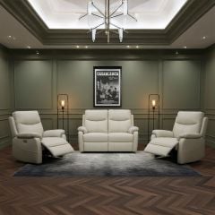 Cairo 2 Seater + 2 Armchair Electric Recliners - Light Grey Leather