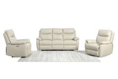 Cairo 3 Seater + 2 Armchair Recliners - Light Grey