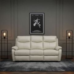 Cairo 3 Seater Manual Recliner - Light Grey Leather