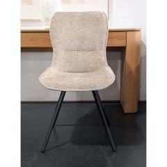 Polly Dining Chair - Grey Fabric - Black Leg