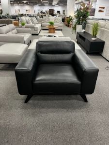 Matera Armchair Black Leather Ebony Oak Leg