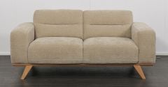 Matera 2 Seater - Cobblestone Fabric - Natural Oak Leg