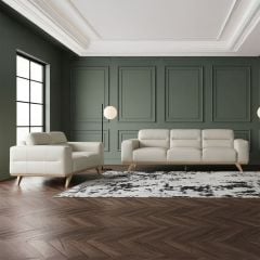 Matera 3 + 2 Seater Sofa Suite - Light Grey Leather