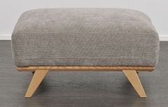 Matera Ottoman - Storm Fabric - Natural Oak Leg