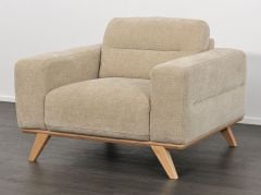 Matera Armchair - Cobblestone Fabric - Natural Oak Leg