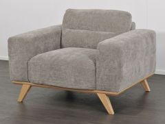Matera Armchair - Storm Fabric - Natural Oak Leg
