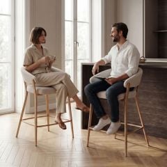 Monza Bar Stool - Linen & Oak