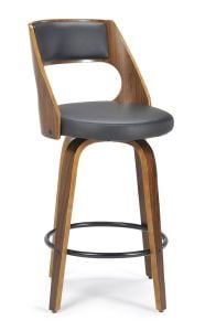 Norton Barstool - Black Base - Walnut Timber