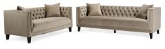 Peyton 3 + 2 Seater Sofa Suite - Beige Velvet