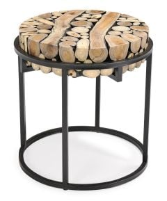 Taiga Teak Pieces 540 Round Side Table - Black Edge