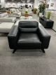 Matera Armchair Black Leather Ebony Oak Leg