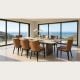 Riviera 2400 Dining Table + 8 Chocolate Berlin Chairs - Vintage Brown