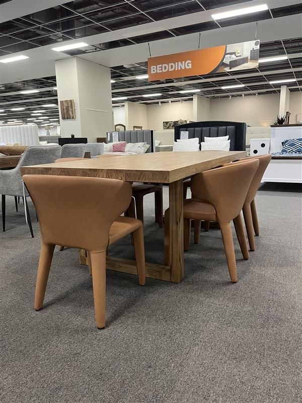 Clearance - Kildare Dining 2080 Table + 8 Boris Dining - Tan