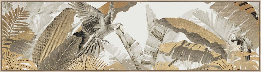 Wide Gold Palms - Framed Canvas Print With Gold Foil - 15263