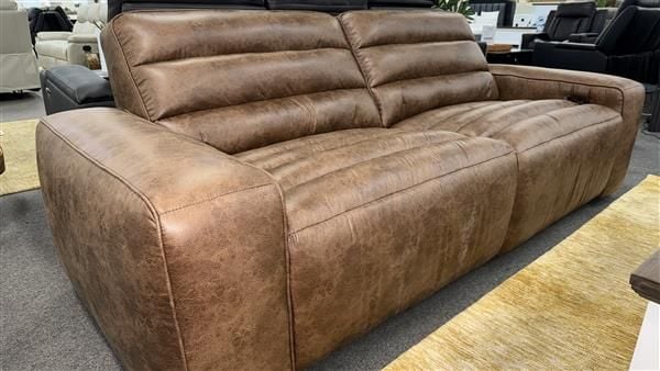 Clearance - Chelsea Electric Recliner 3 Seater & 2x Amrchairs - Saddle