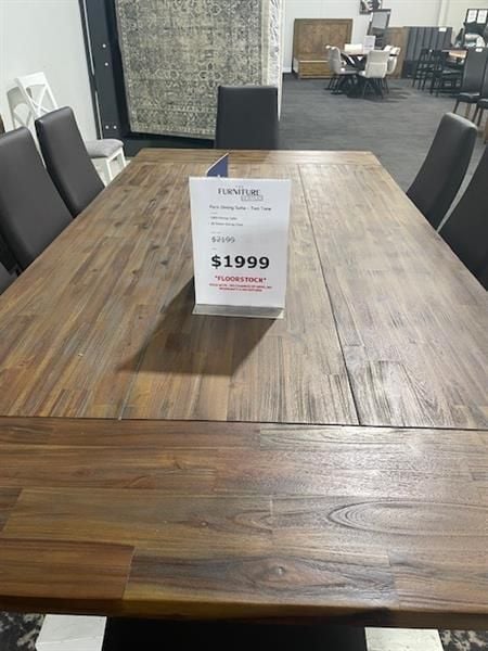 Clearance - Paris 2400 Trestle Dining Table + 8 Miami Dining Chairs