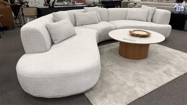 Clearance - Narla Curved LAF Chaise Sofa - Grey Fabric