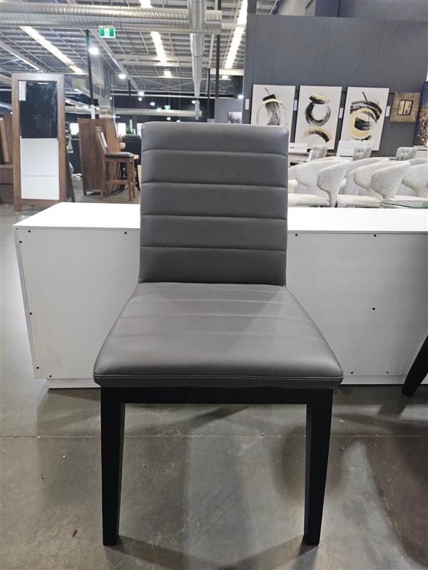 Clearance - Derwent Dining Chair - Grey PU - Black Leg