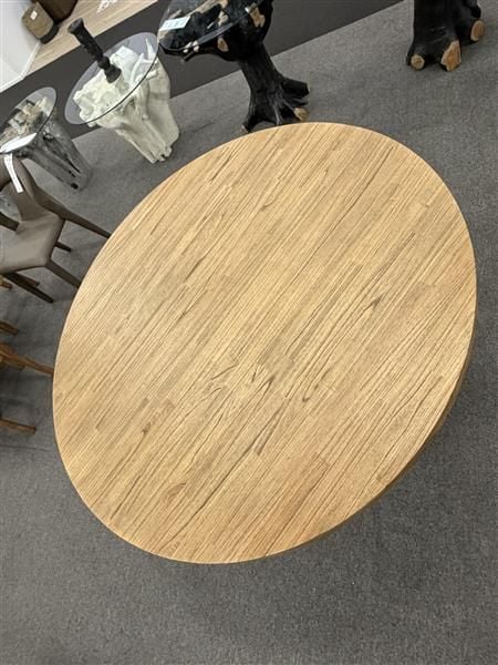 Clearance - Kildare 1400 Round Dining Table & 4x Mode Brown Pu Dining Chairs 