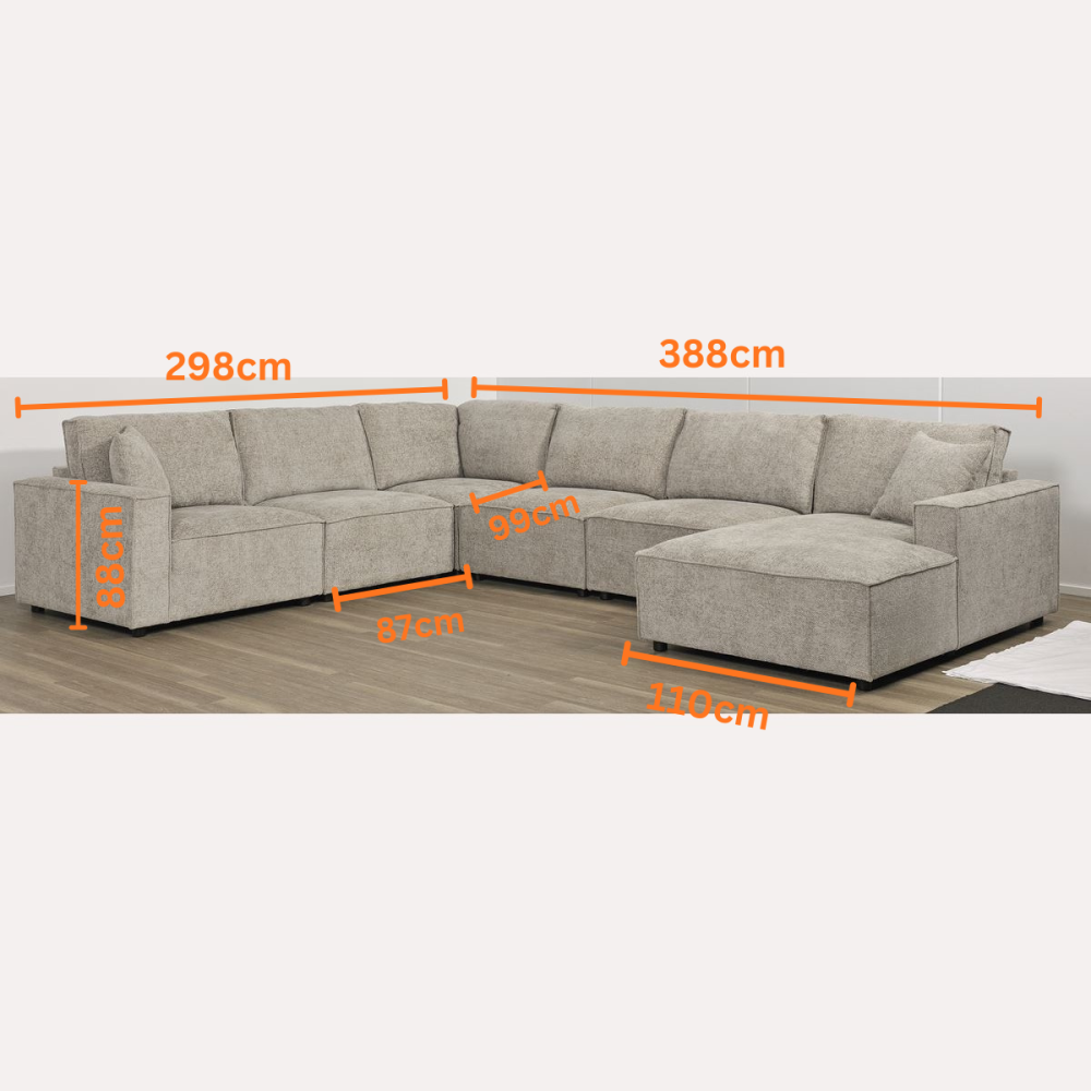 Urban 6 Seater Corner Chaise Lounge Suite - RAF Chaise - Slate