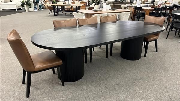 Clearance - Ripple 2400 Dining Table + 8 Vintage Brown Berlin Chairs