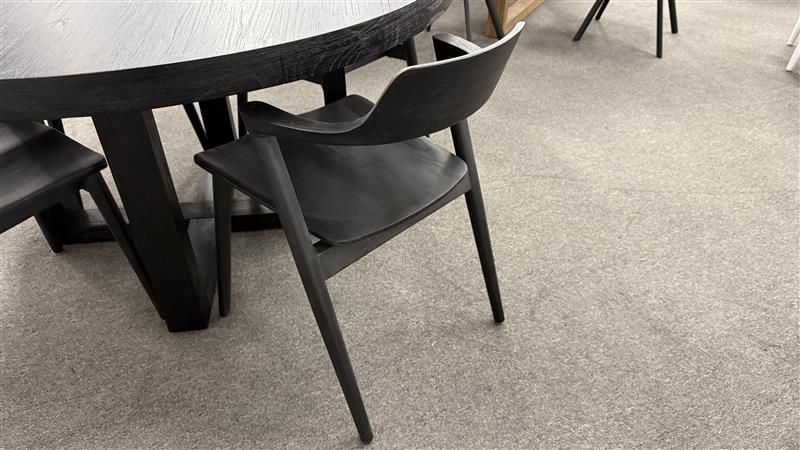 Clearance - Jensen Round Dining Table + 4 Sentana Black Timber Dining Chairs