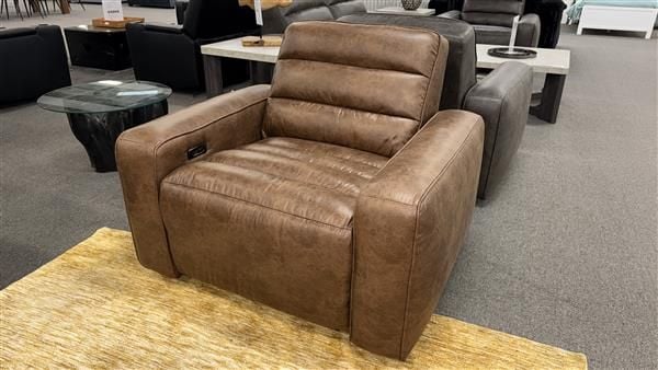 Clearance - Chelsea Electric Recliner 3 Seater & 2x Amrchairs - Saddle