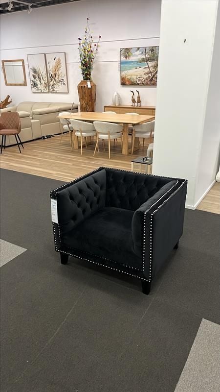 Clearance - Peyton Black Velvet Low Back Armchair