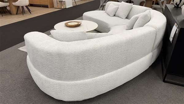 Clearance - Narla Curved LAF Chaise Sofa - Grey Fabric