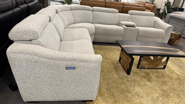 Clearance - Alpha Collection 5-Seater Corner Electric Power Recliners - Wheat