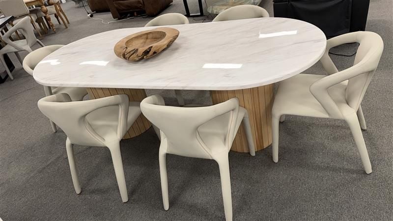 Clearance - Amalfi 2200 Dining Table + 6X Diego Dining Chairs - Light Grey