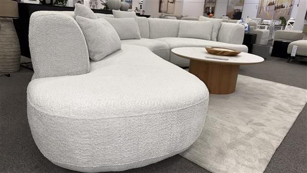 Clearance - Narla Curved LAF Chaise Sofa - Grey Fabric