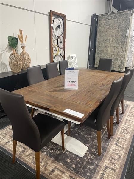 Clearance - Paris 2400 Trestle Dining Table + 8 Miami Dining Chairs