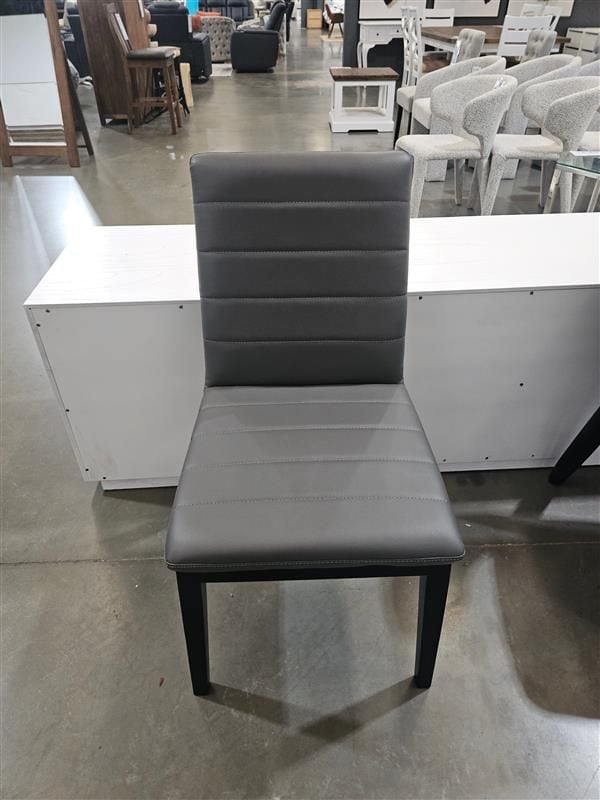 Clearance - Derwent Dining Chair - Grey PU - Black Leg