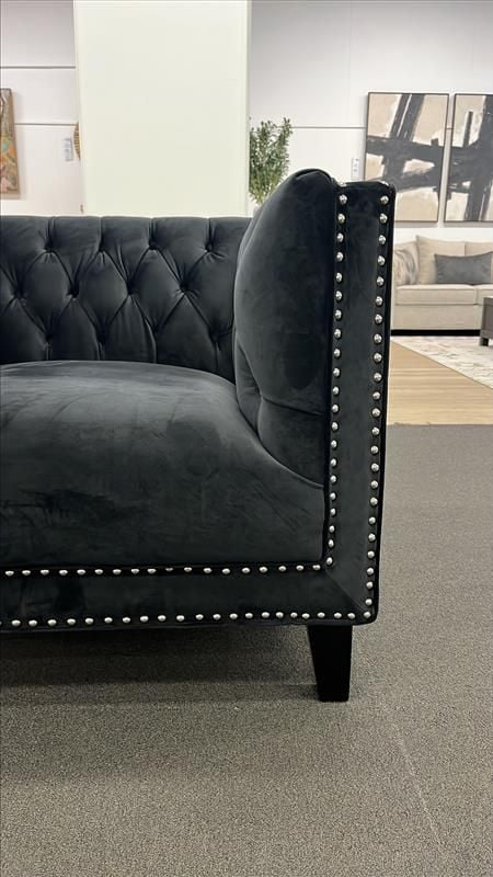 Clearance - Peyton Black Velvet Low Back Armchair