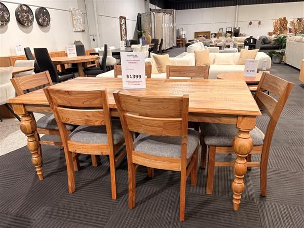 Clearance - Rybergston Dining Table + 6 Kildare Dining Chairs