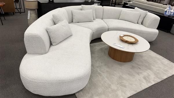 Clearance - Narla Curved LAF Chaise Sofa - Grey Fabric