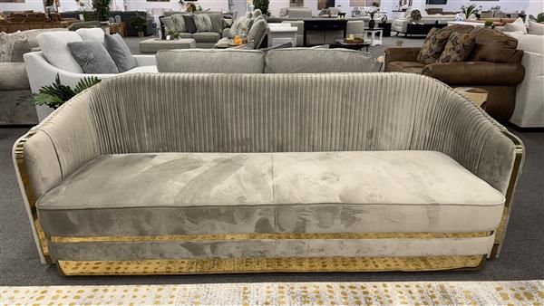 Clearance -Bellamy Collection - Beige Velvet 3 Seater & Sofa 2 Seater