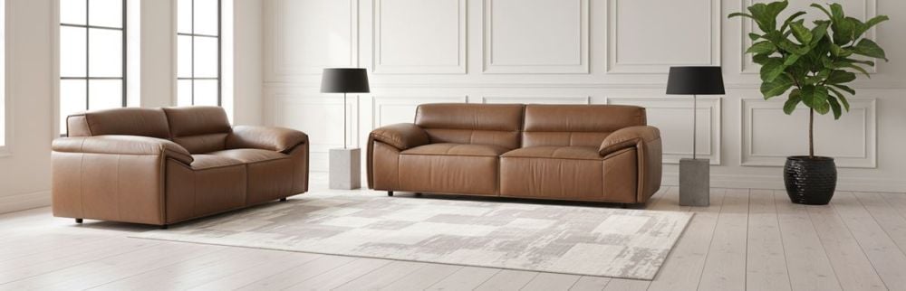 Aspen 3 + 2 Seater Sofa Suite - Vintage Chocolate Leather